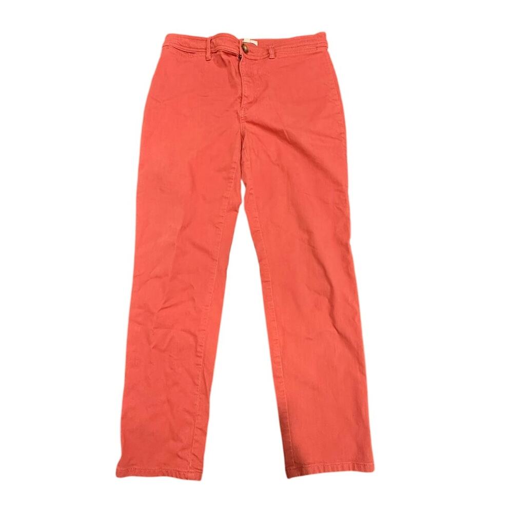 LOFT Women's Salmon Coral Pink Mid Rise Straight Leg Pants Size 12